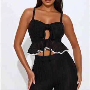 BRAND NEW- Marbella Peplum Pant Set - Black - Size Medium